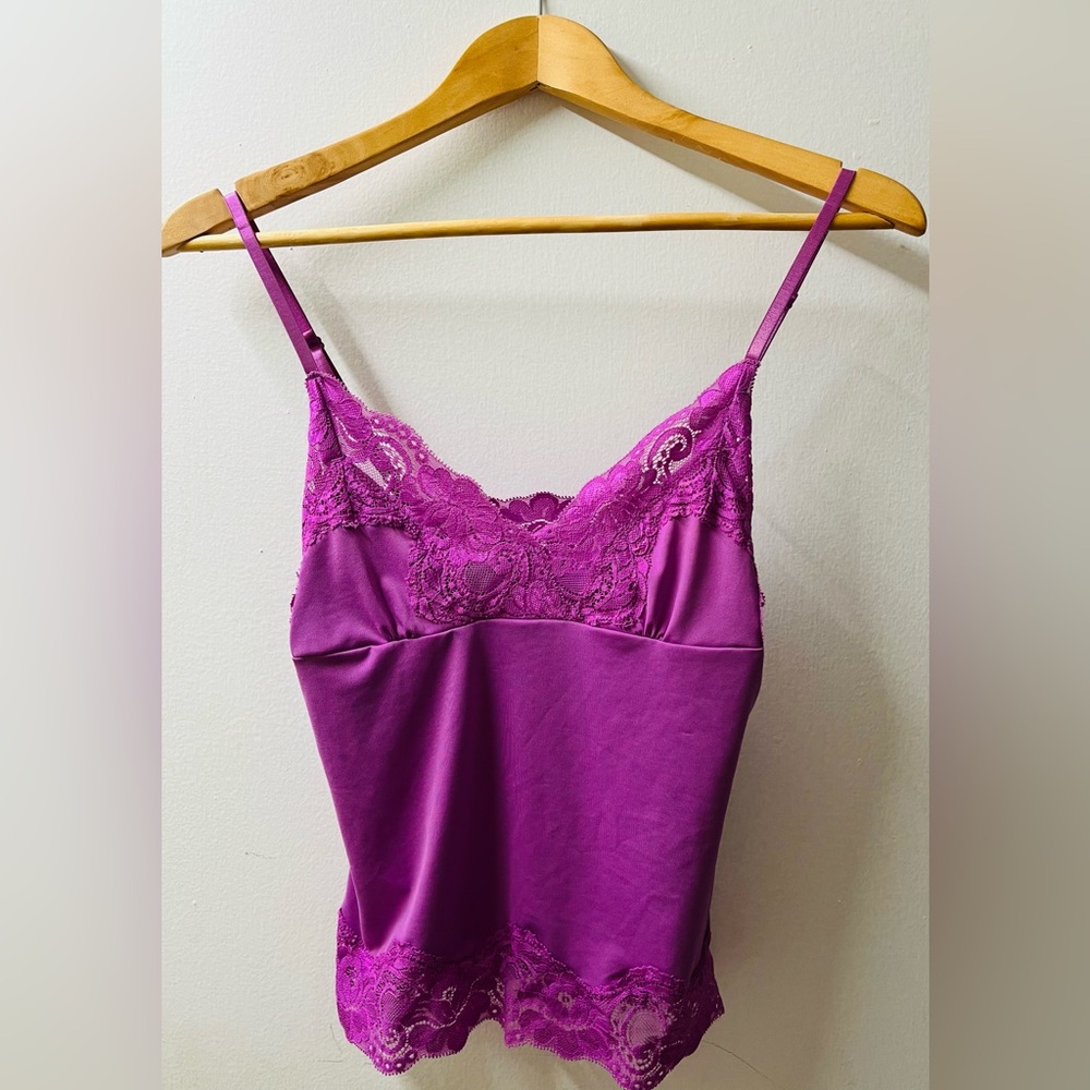 Frederick’s of Hollywood hot pink lace camisole with built in bra.
